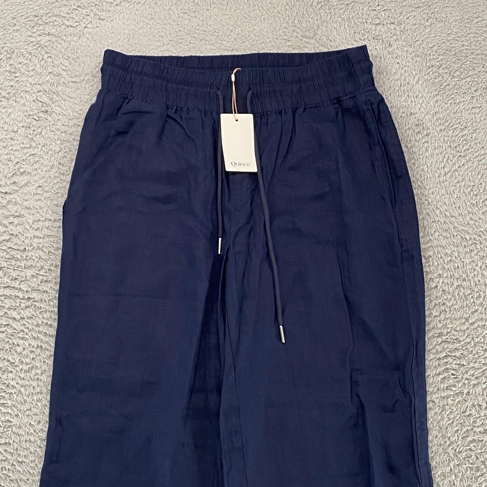 Quince Linen Wide Leg Pants Womens Large Blue Minimalist Neutral Travel Summer - Picture 2 of 15